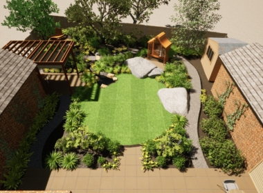 Kate Charles Garden Design - Render - Alpine Garden - An overhead view of the garden