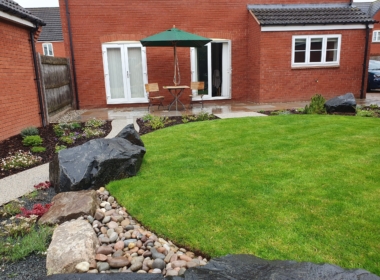 The view back towards the house across the lawn