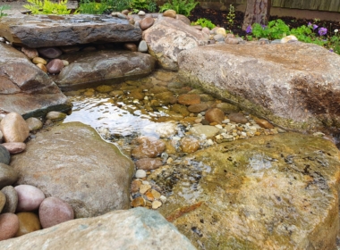 The top of the stream – this cascades down to the lawn below