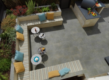 Kate Charles Garden Design - Overview of the seating – lots of space now!