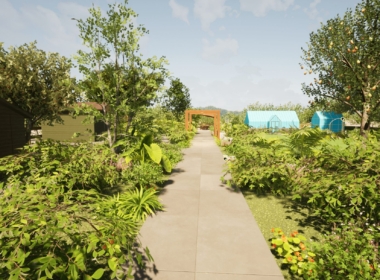 Render showing the Arches in the proposed setting Kate Charles Garden Design - Render showing the Arches in the proposed setting