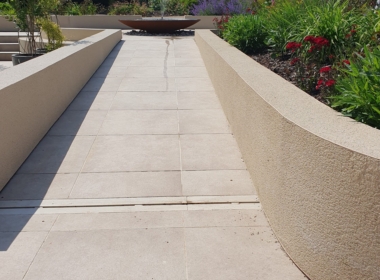 The path up to the CorTen steel fountain bowl Kate Charles Garden Design - The path up to the CorTen steel fountain bowl