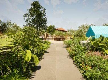 Render of another view of the completed Dining area Kate Charles Garden Design - Render of another view of the completed Dining area