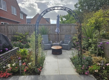 Seating area tucked into a corner