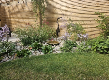 Kate Charles Garden Design -Water feature with planting