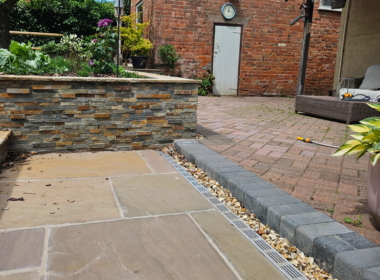 Wall cladding uses colours from both new and old materials Wall cladding uses colours from both new and old materials