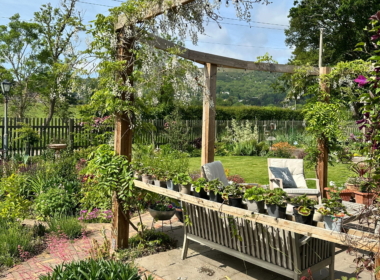 View of the Malvern Hills framed by the pergola View of the Malvern Hills framed by the pergola